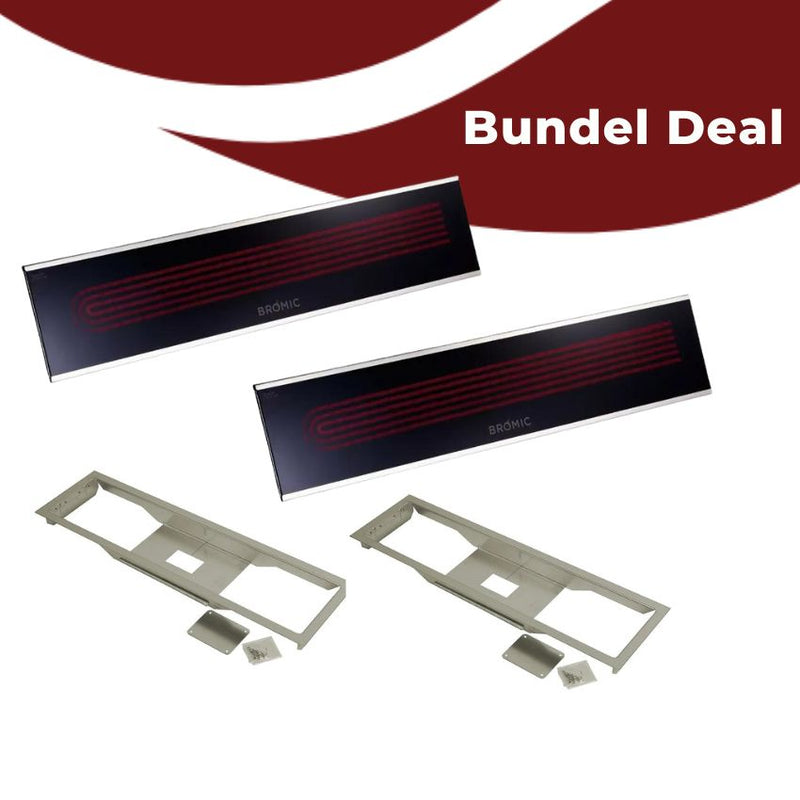 Bromic Platinum zwarte terrasverwarmer inbouw bundel 3400W (2x)