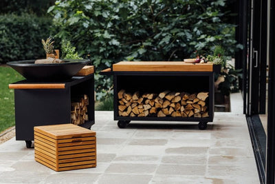 hanolux ofyr turnhout zwart teak hout barbecue werktafel opslag