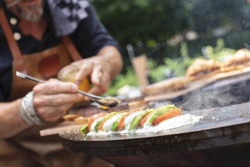 hout barbecue ofyr vegetarisch koken buiten hanolux